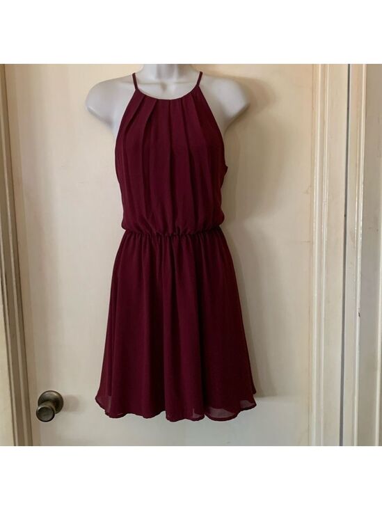 Lush Dresses & Skirts - Lush cranberry pleated party dress size S